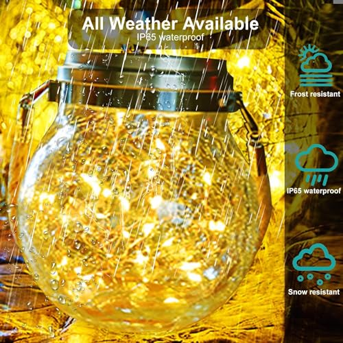 LITVERSE Outdoor Solar Hanging Crack Glass 30 LED Lights Waterproof Outdoor Garden Decor Patio Porch Garden Yard Backyard Balcony Lawn Tree Christmas Decor (Warm White) - Image 3