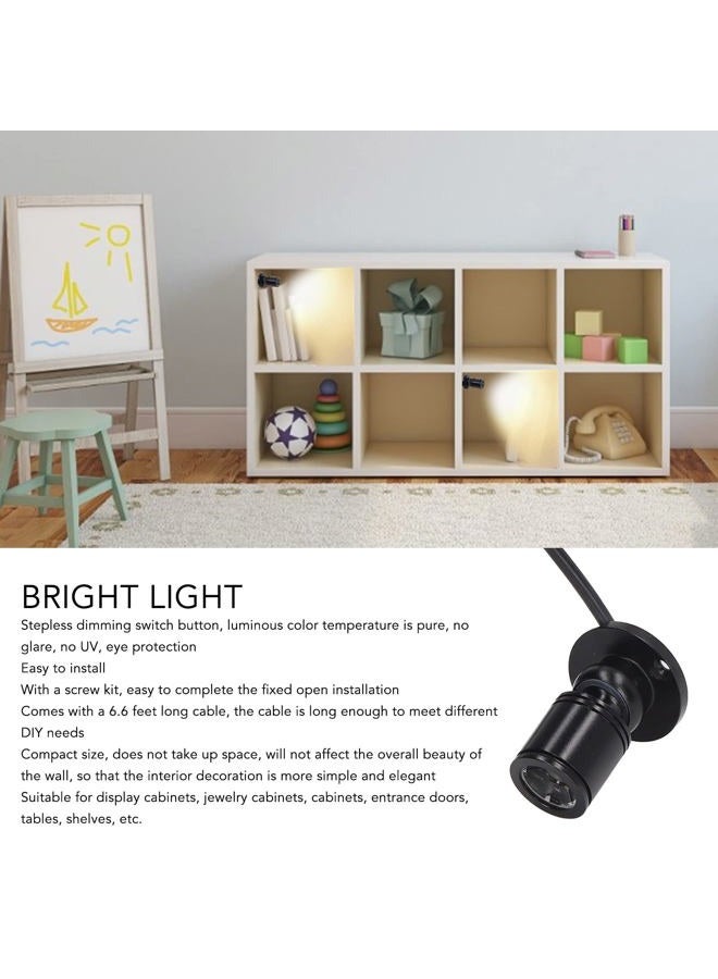 FOSA Mini Spotlight for Display Cabinet, LED Mini Spot Light, USB 5V Dimmable LED Spotlight with 6.6ft Cable for Showcase Jewelry Cabinet Porch (Warm White Light 3000K) - Image 2