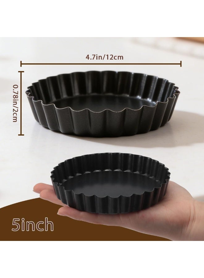 6 Pack 5 Inch Mini Tart Pans with Removable Bottom, Nonstick Round Quiche Pan Heavy Duty Fluted Sides for Tartlets, Mousse Cakes, Dessert Baking - Image 3