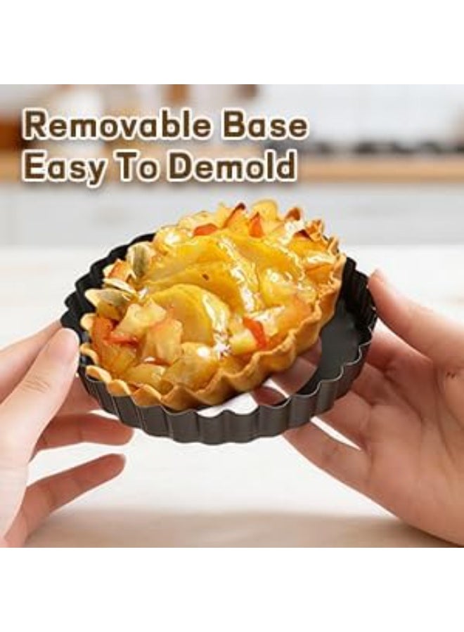 6 Pack 5 Inch Mini Tart Pans with Removable Bottom, Nonstick Round Quiche Pan Heavy Duty Fluted Sides for Tartlets, Mousse Cakes, Dessert Baking - Image 5