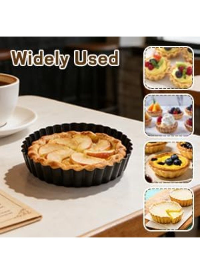 6 Pack 5 Inch Mini Tart Pans with Removable Bottom, Nonstick Round Quiche Pan Heavy Duty Fluted Sides for Tartlets, Mousse Cakes, Dessert Baking - Image 4