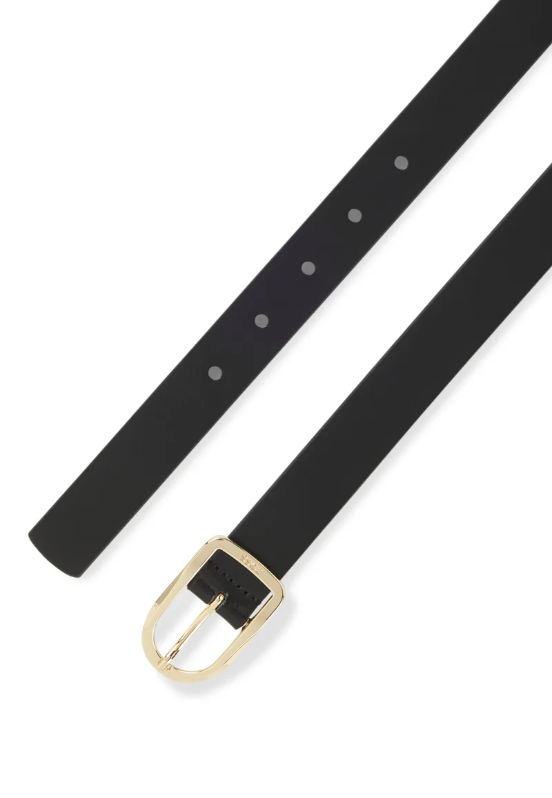 بوس حزام جلد بإبزيم محفور بشعار ذهبي