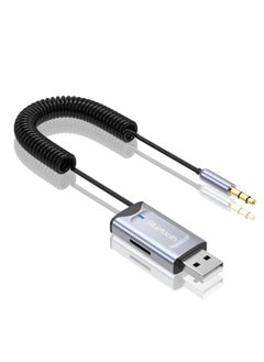 Bluetooth Aux Adapter for Car, Car Bluetooth v5.3 Wireless Receiver USB to 3.5mm Jack Adapter Built-in Microphone Aux Input for Hands-Free Calls, Plug and Play, Auto Power on for Car Speaker