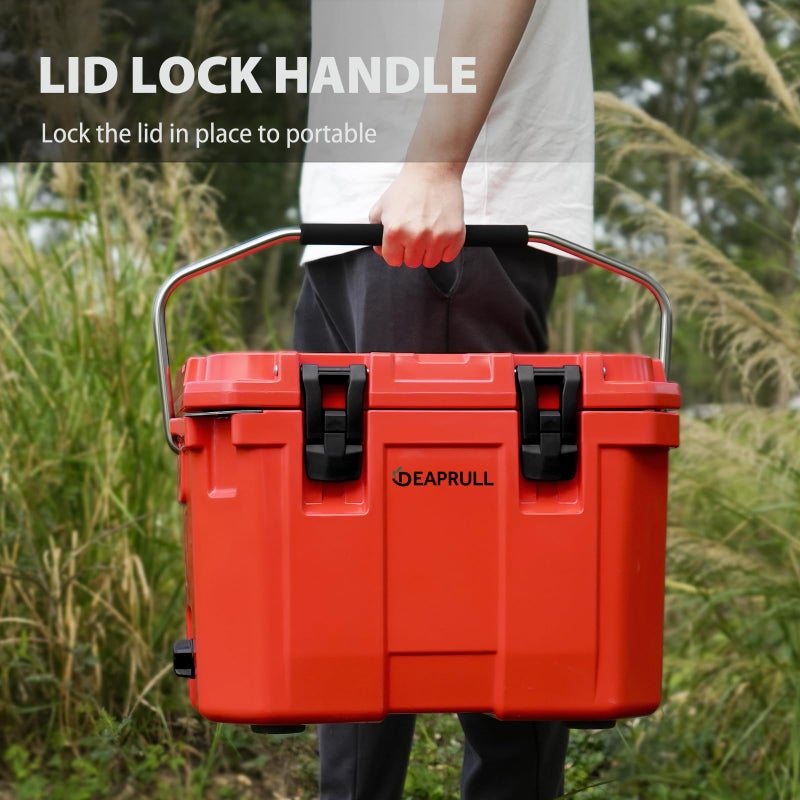 DEAPRULL 30 Quart Hard Cooler, Insulated Ice Chest Box Holds Ice for More Days, Portable Cooler with Handle, Cup Holders, Double Latches for Camping, Drink, Beverage, Beach, Picnic, Fishing, Boat, Barbecue - Image 4