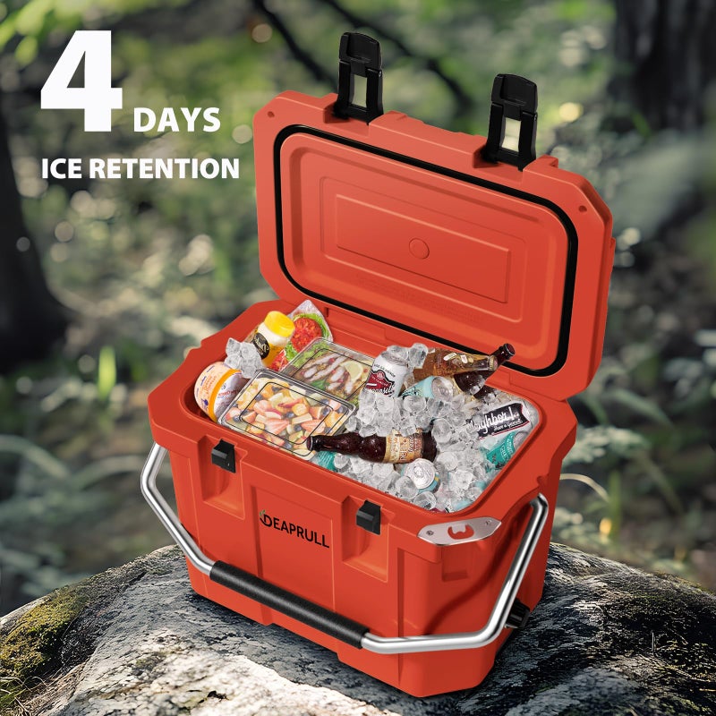 DEAPRULL 30 Quart Hard Cooler, Insulated Ice Chest Box Holds Ice for More Days, Portable Cooler with Handle, Cup Holders, Double Latches for Camping, Drink, Beverage, Beach, Picnic, Fishing, Boat, Barbecue - Image 3