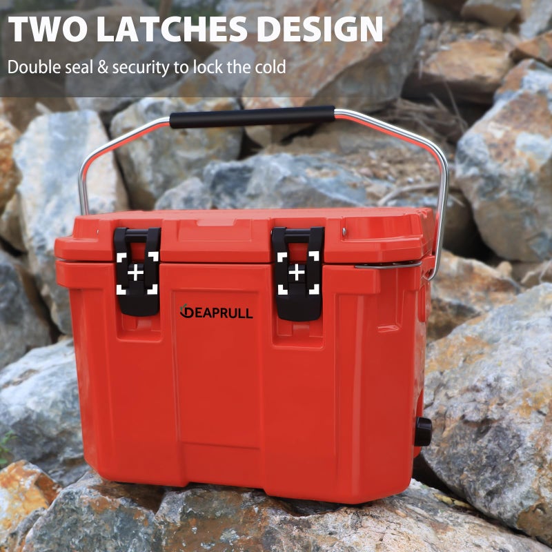 DEAPRULL 30 Quart Hard Cooler, Insulated Ice Chest Box Holds Ice for More Days, Portable Cooler with Handle, Cup Holders, Double Latches for Camping, Drink, Beverage, Beach, Picnic, Fishing, Boat, Barbecue - Image 5