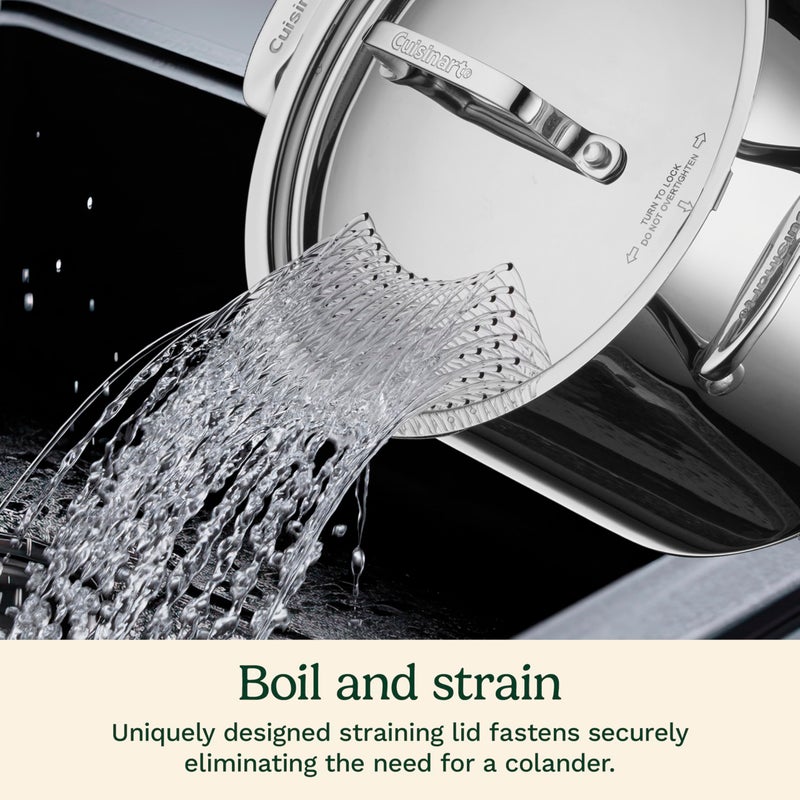 Cuisinart 766S-22 6 Qt. Stainless Steel Pasta Pot w/Straining Cover Chef's-Classic-Stainless-Cookware-Collection, 6-Quart - Image 2