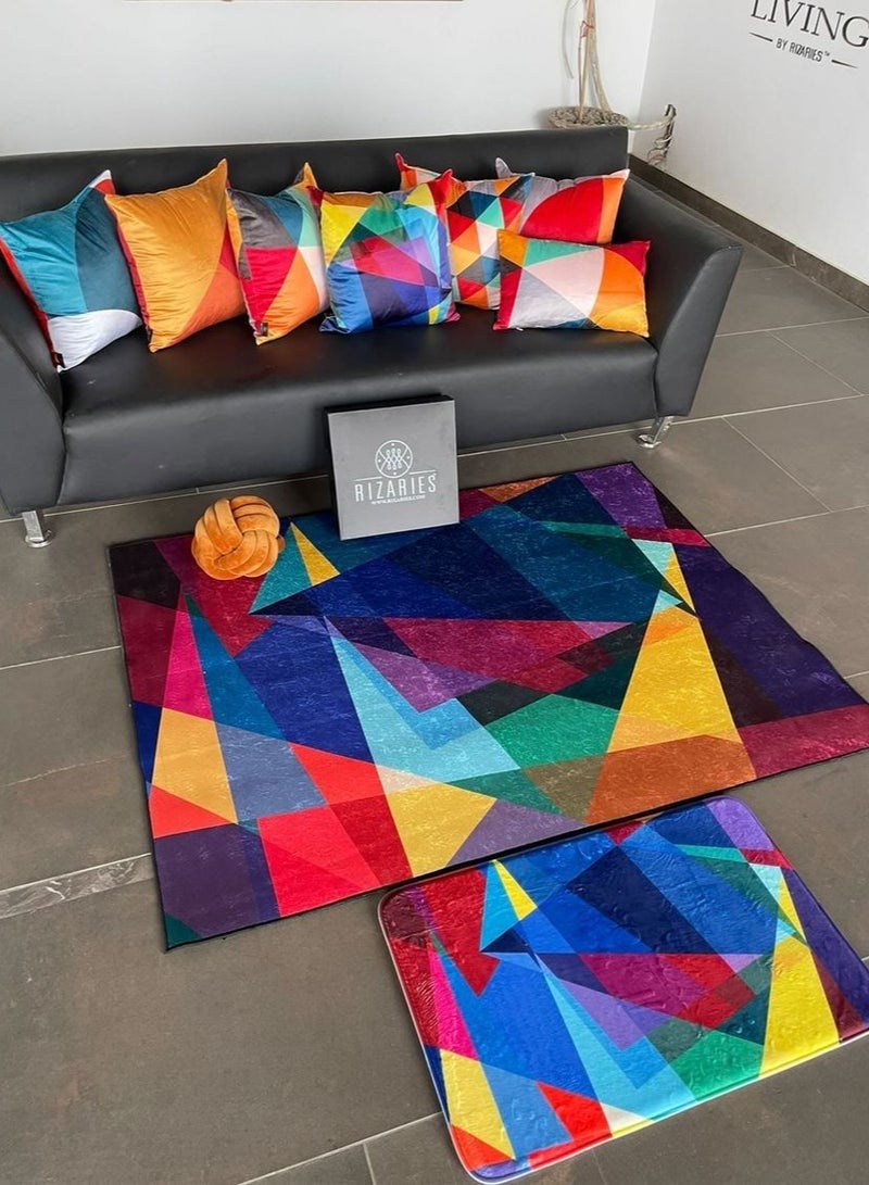 RIZARIES SuperSoft Colorful Abstract Geo Door Mat, Non-slip Washable, 50 x 80cm - Image 4