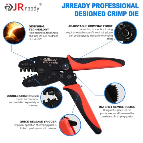 JRready ST6479 382Pcs Electrical Connector Housing Kit - 2/3/4/6/9/12 Pin Crimp Socket Molex 14-20AWG Standard .093" Series Male and Female Pins with Terminal Crimping and Remove Extractor Tool Kit - Image 3