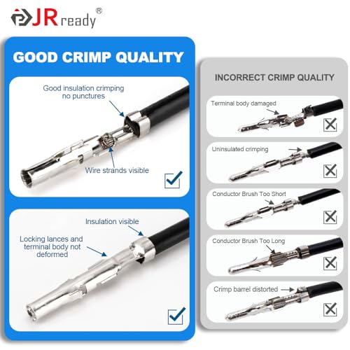 JRready ST6479 382Pcs Electrical Connector Housing Kit - 2/3/4/6/9/12 Pin Crimp Socket Molex 14-20AWG Standard .093" Series Male and Female Pins with Terminal Crimping and Remove Extractor Tool Kit - Image 5