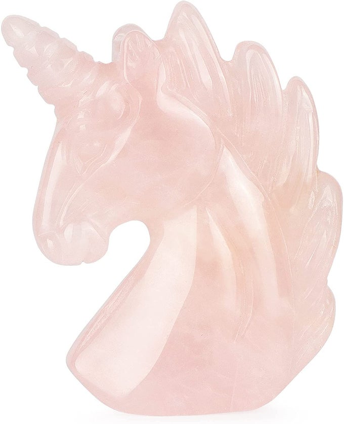 ROSE QUARTZ CRYSTAL UNICORN STATUE 2 INCH CARVED CRYSTALS GEMSTONES UNICORN ORNAMENT HEALING STONE COLLECTIBLES GIFTS HOME DECOR
