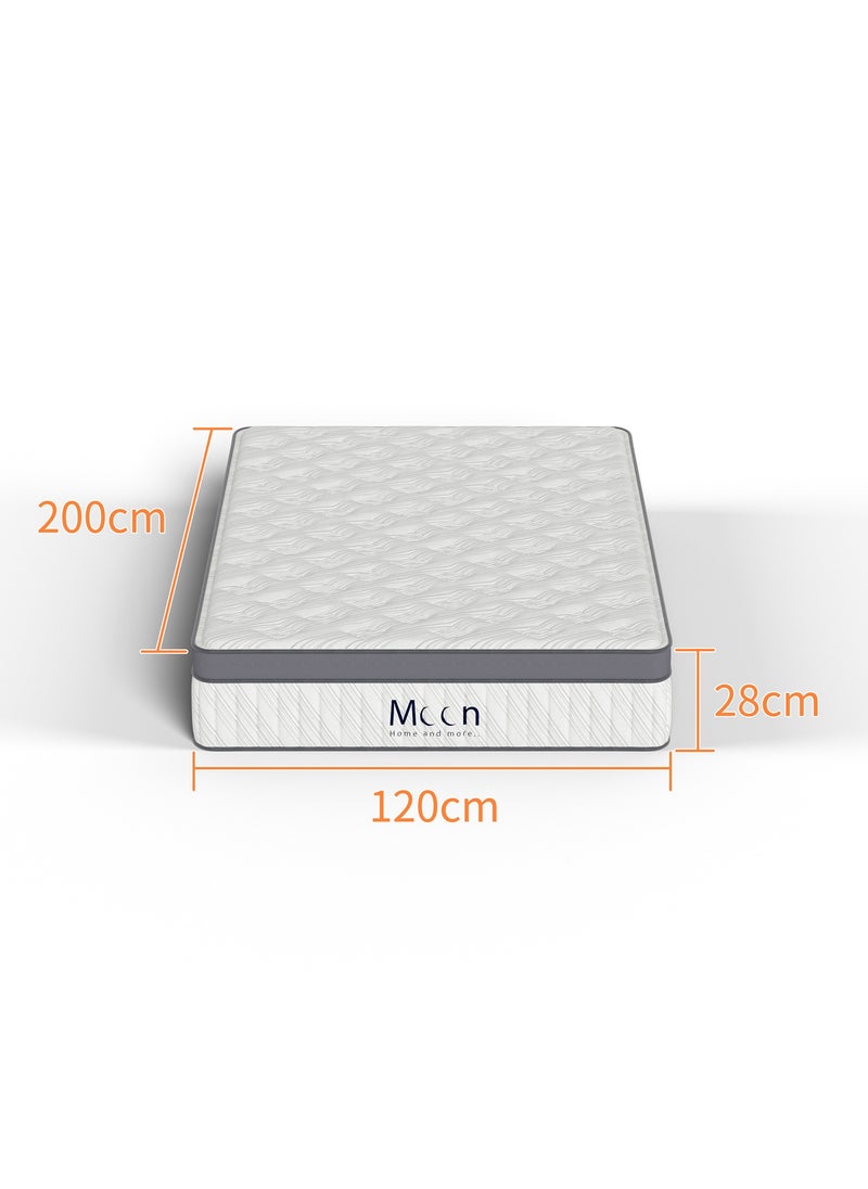 Moon Home and more.. - Classic Rest Bed Mattress 28 CM Hybrid Pocket Spring Single Size Mattress 120X200 CM, Pocket Innersprings for Motion Isolation - Pressure Relieving - Medium Firm - Image 1