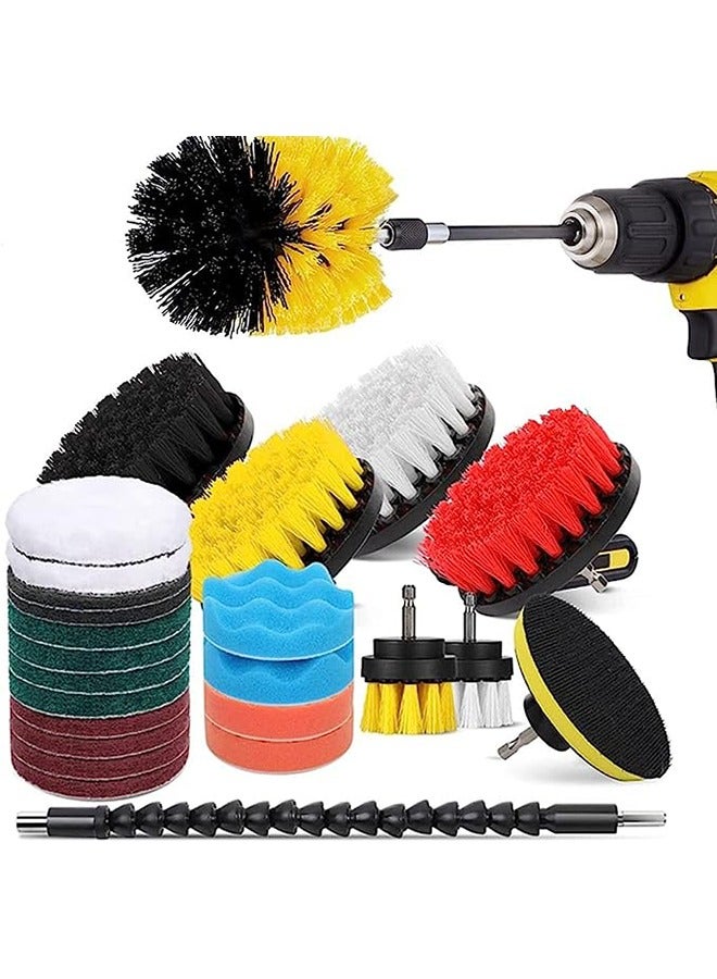 24-Piece Drill Brush Accessories Set,Matte Pad and Sponge,Electric Matte Brush Band Extendin,Clean for Grout,Tiles,Sinks,Bathtub,Bathroom,Kitchen - Image 1