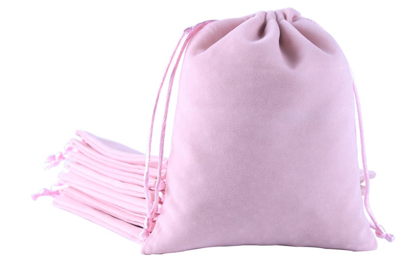 Sansam Mini Velvet Drawstring Gift Bag – 20pcs Jewelry & Accessory Pouch for Bracelets, Necklaces & Gifts, Reusable with Satin Cord, Pink - Image 1