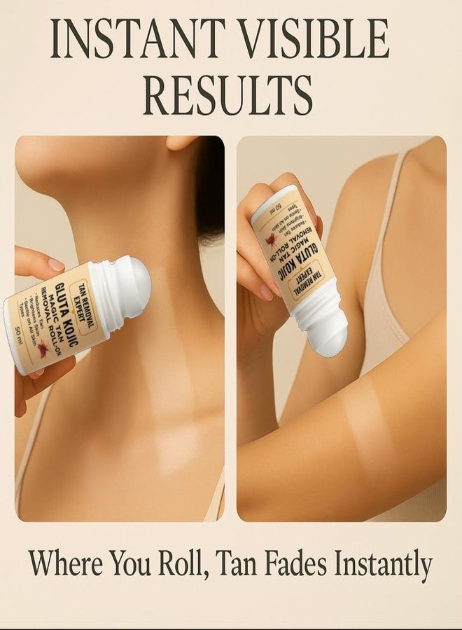Instant Tan Removal Roll-On for Face & Body | Brightens Dull, Tanned Skin Instantly | Easy-to-Use Roll-On Formula for Even Glow | Travel-Friendly, Non-Sticky, Quick Absorbing Skin Brightener (REGULER) - Image 2
