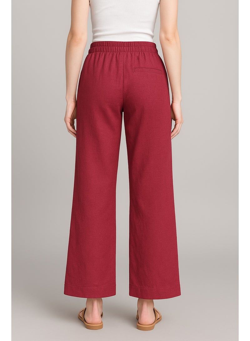 Soft Steps Women's Linen Pants Burgundy Size 2XL - Image 2