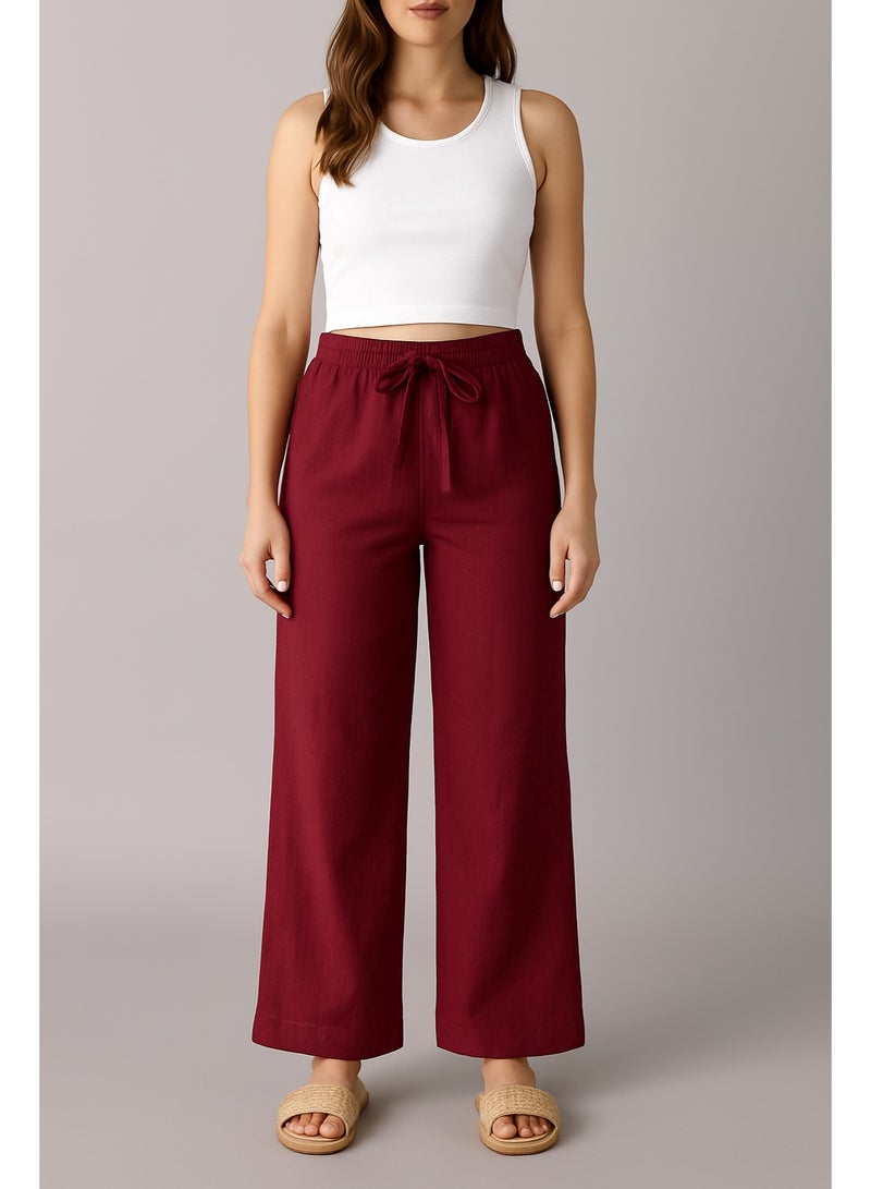 Soft Steps Women's Linen Pants Burgundy Size 2XL - Image 1