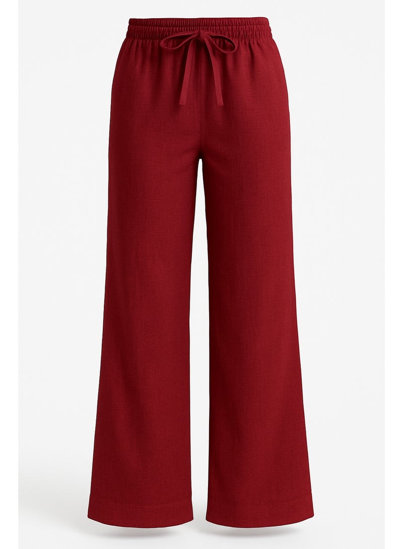 Soft Steps Women's Linen Pants Burgundy Size 2XL - Image 4