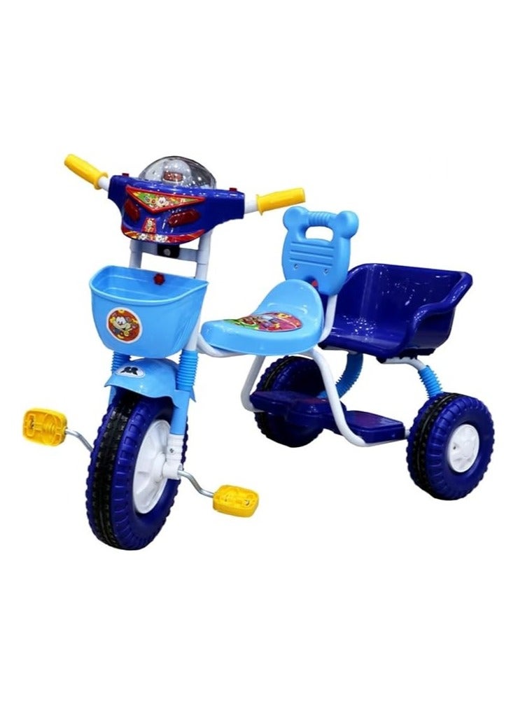 البدر دراجة توازن للاطفال بعمر 2-6 سنوات من البدر، دراجة ثلاثية العجلات للاطفال الصغار مع مقعدين لطفلين، دراجة اطفال بثلاث عجلات مع سلة، دراجة ثلاثية العجلات للاطفال الصغار مع موسيقى واضواء، ازرق - Image 3