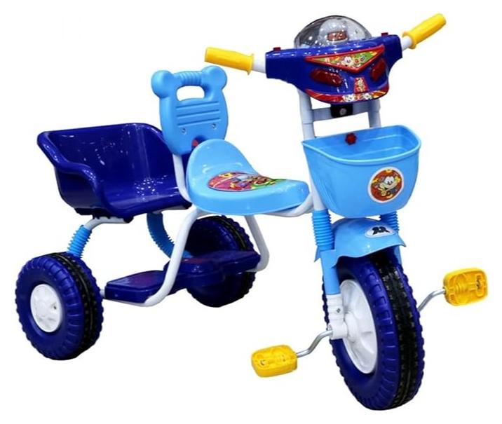 البدر دراجة توازن للاطفال بعمر 2-6 سنوات من البدر، دراجة ثلاثية العجلات للاطفال الصغار مع مقعدين لطفلين، دراجة اطفال بثلاث عجلات مع سلة، دراجة ثلاثية العجلات للاطفال الصغار مع موسيقى واضواء، ازرق - Image 1