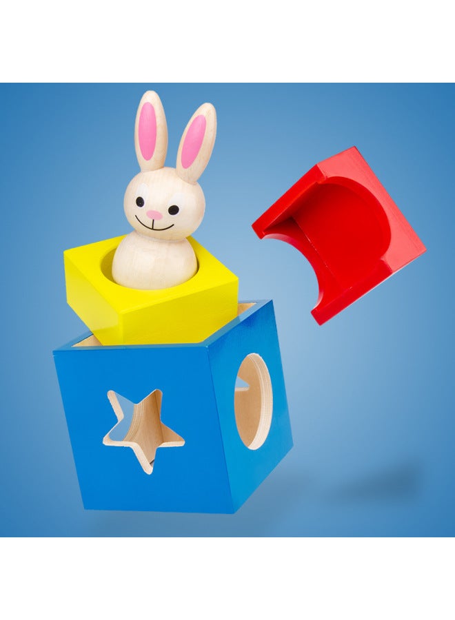 Wooden Logical Thinking Training Toy Wooden Bunny Magic Box Day And Night Split Building Blocks Table Tour Clearance-Color:Adventures Of Kitten - Image 4