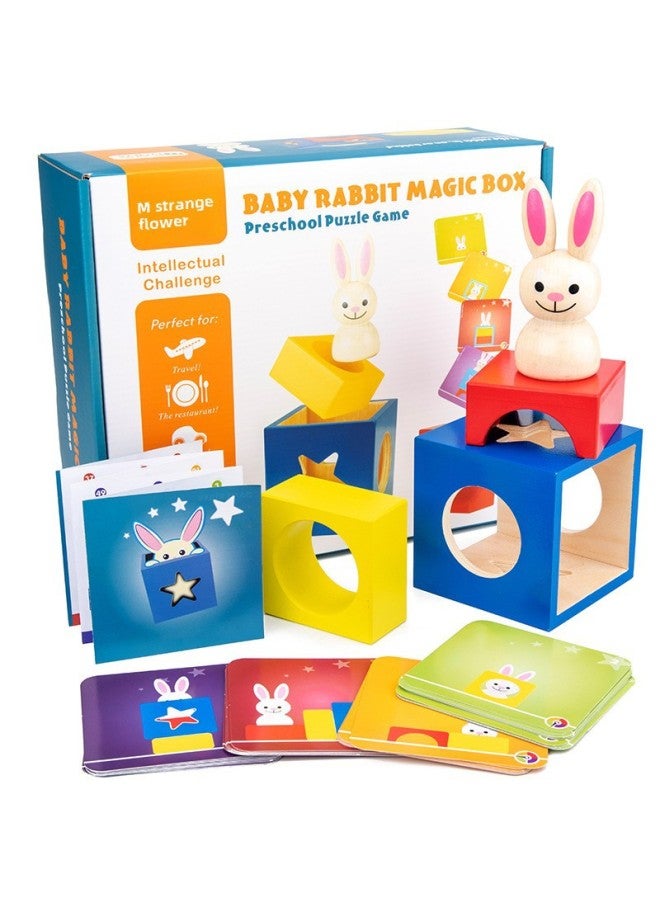Wooden Logical Thinking Training Toy Wooden Bunny Magic Box Day And Night Split Building Blocks Table Tour Clearance-Color:Adventures Of Kitten - Image 2