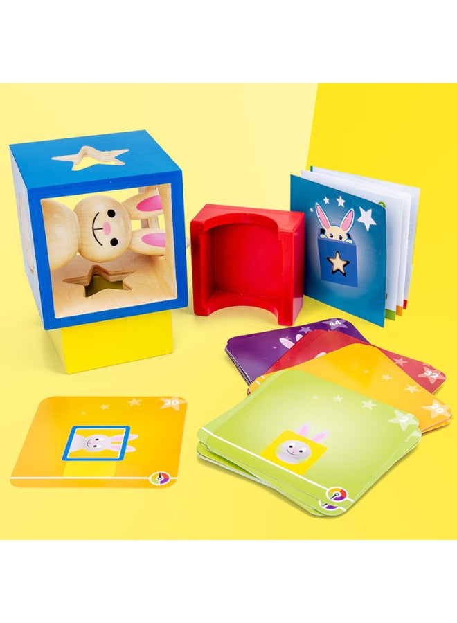 Wooden Logical Thinking Training Toy Wooden Bunny Magic Box Day And Night Split Building Blocks Table Tour Clearance-Color:Adventures Of Kitten - Image 3