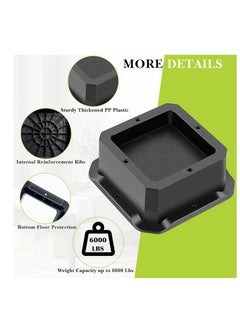 KASTWAVE 4 Pack Furniture Risers 1 Inch, Bed Risers, Heavy-Duty Support, Lift 1 inch for Couch, Sofa, Table, Chair, Bed Legs Dorm, Square Stackable Bed Raisers Blocks Lift Height 1"-2“, Black  - Image 2
