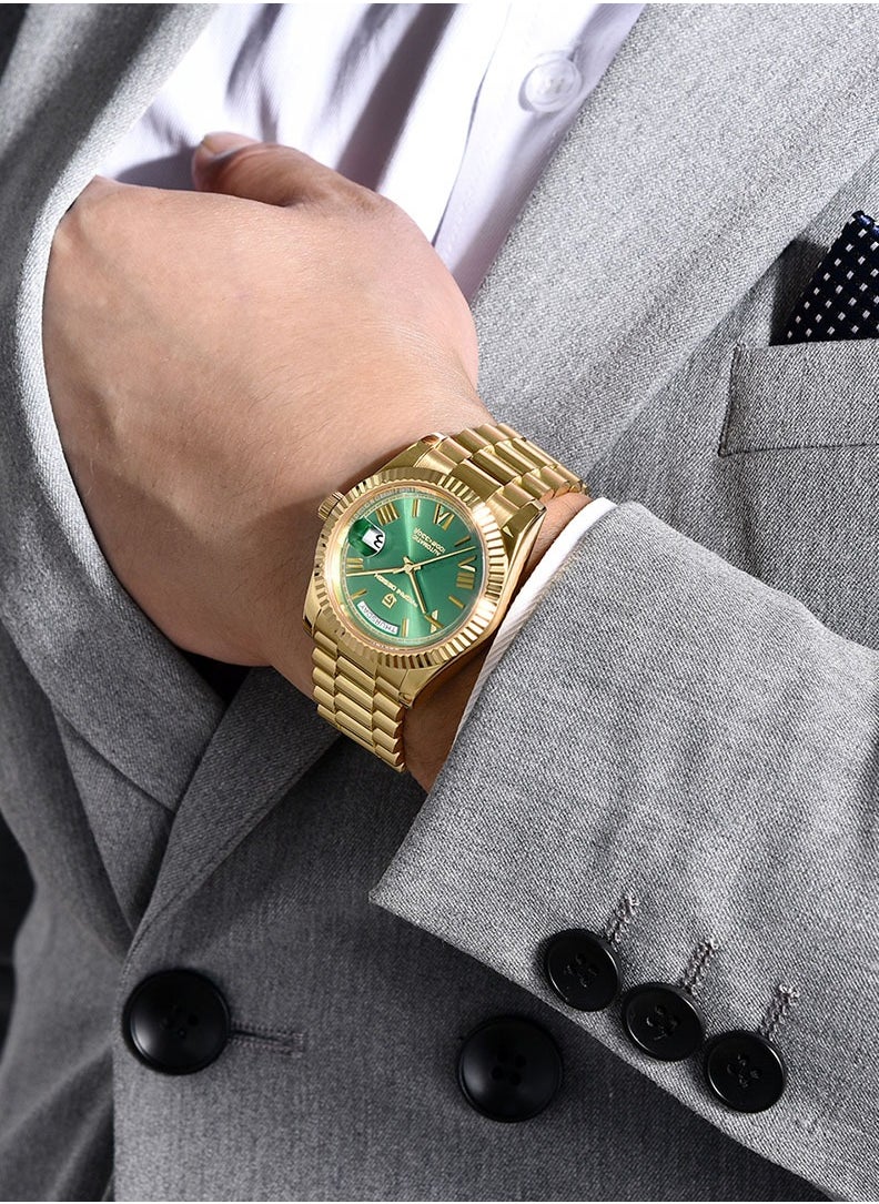 PAGANI DESIGN - Automatic Men's Watches 36mm Gold Green Stainless Steel Mechanical Business Sports Luxury Wrist Watch for Men PD-1752 - Image 1