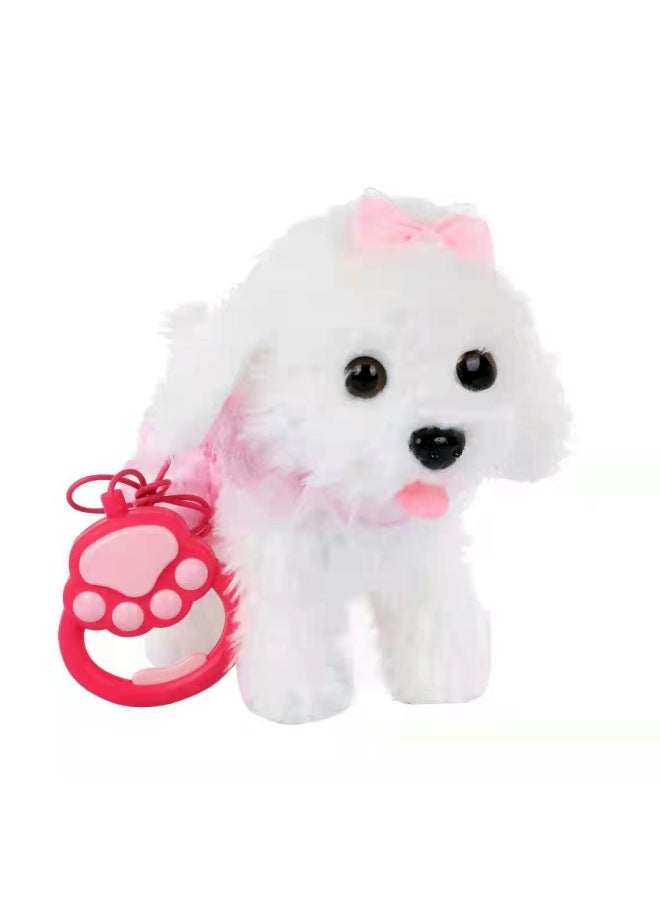 Simulation Plush Toy For Children Licking Dog Licking Tongue Cat Singing Leash Walking Dog Electric Toy-Color:Traction Rope Pink Clothes White Rich Dog-Specifications:Pure English Battery Model + Battery + Accessories (play House Toy Set)  - Image 3