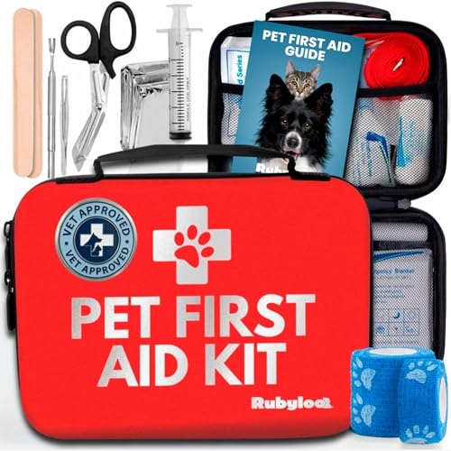 rubyloo Dog First Aid Kit - Vet Approved Emergency Supplies - Pet First Aid Kit Guide, Tick Remover, Slip Leash & Medical Essentials for Home, Camping, Car, RV, Travel (Essential Pack) - Image 1