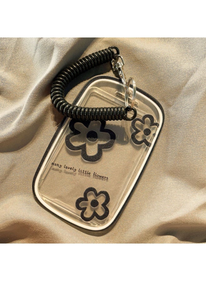 NIBEMINENT 1 - Piece Little Flower Kpop Photo Card Holder Pendant Key Chain ID Badge Holder ID Card Holder Photo Card Protector for School ID Office ID Access Card for Women Girls