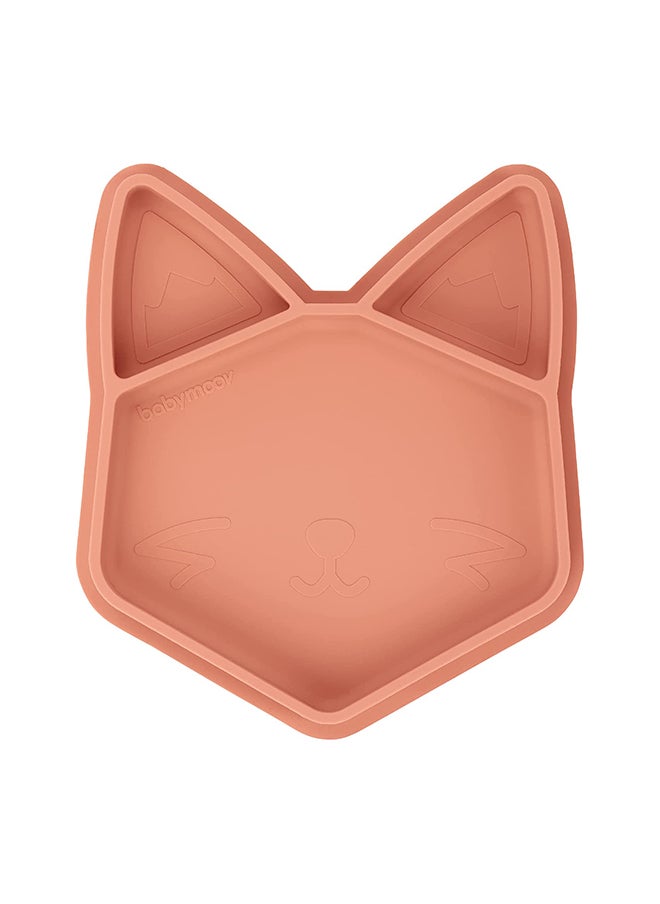 babymoov Divided Silicone Plate, Isy Plate, Baby Toddler Plate, Bpa Free, Microwave Dishwasher Safe , Teracotta Fox  - Image 1