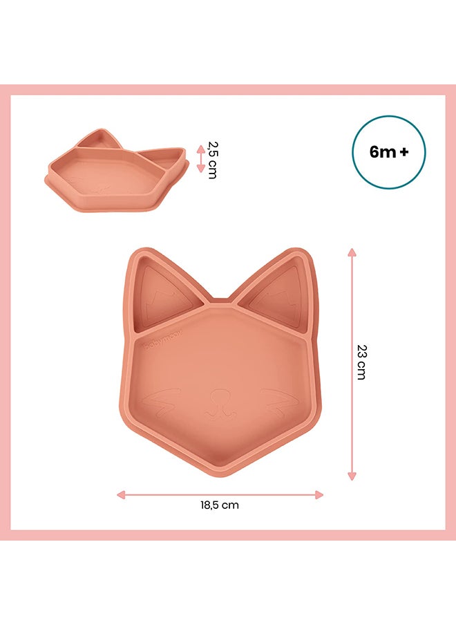 babymoov Divided Silicone Plate, Isy Plate, Baby Toddler Plate, Bpa Free, Microwave Dishwasher Safe , Teracotta Fox  - Image 2