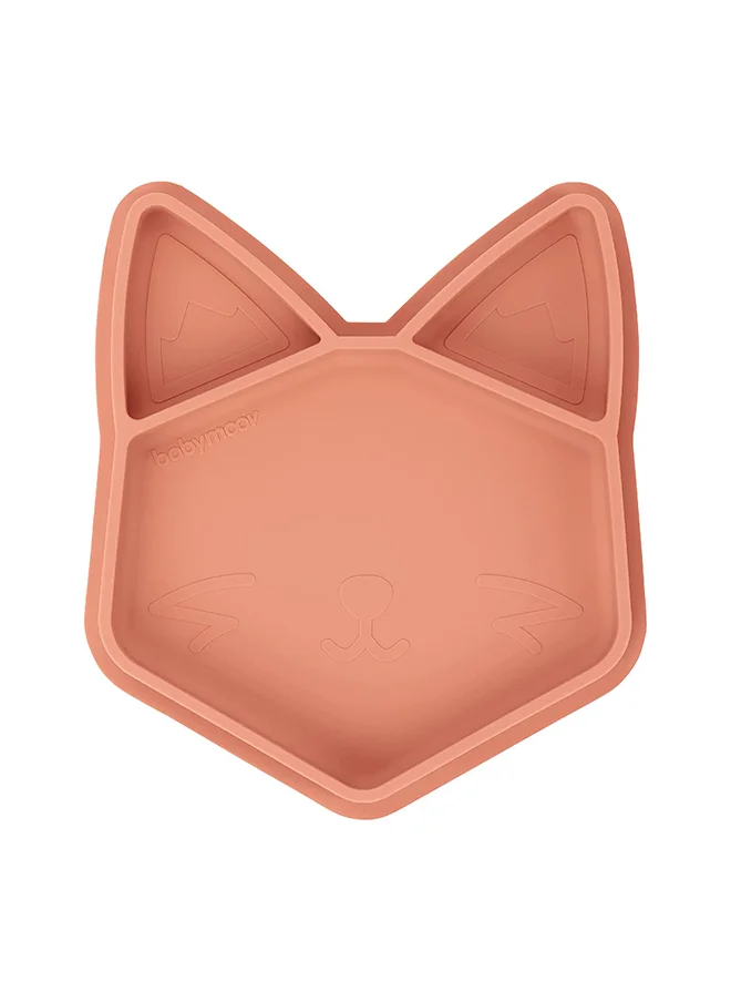 babymoov Divided Silicone Plate, Isy Plate, Baby Toddler Plate, Bpa Free, Microwave Dishwasher Safe , Teracotta Fox