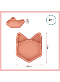 babymoov Divided Silicone Plate, Isy Plate, Baby Toddler Plate, Bpa Free, Microwave Dishwasher Safe , Teracotta Fox  - Image 2