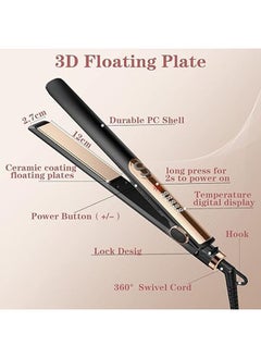 General Hair straightener curls and hair straightener, 2-in-1 with LCD digital display, 140 °C ~ 220 °C, with ceramic plate adjustable temperature, suitable for beginners and hair salon staff  - Image 2