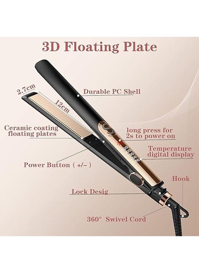 General - Hair straightener curls and hair straightener, 2-in-1 with LCD digital display, 140 °C ~ 220 °C, with ceramic plate adjustable temperature, suitable for beginners and hair salon staff - Image 1