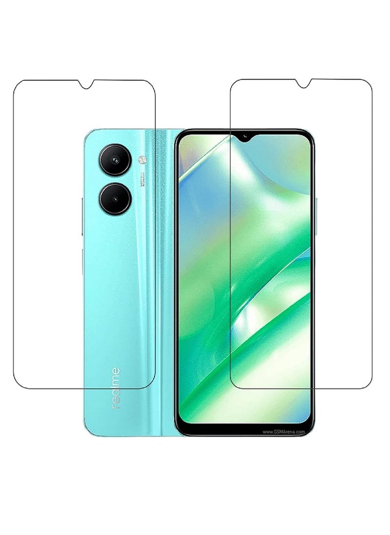 Super 2 Pieces Tempered Glass Screen Protector Clear Designed For Realme C33  Full Screen Coverage And Bubble Free - Image 1