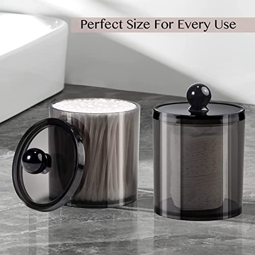 Topinon Cottonswab Storage Dispenser, Cotton Ball Holder Cotton/Earbud Holder Storage Box, Cosmetics Makeup Storage Holder Box for Women Organizer Container with Lid- (Black 4 Pc) - Image 2
