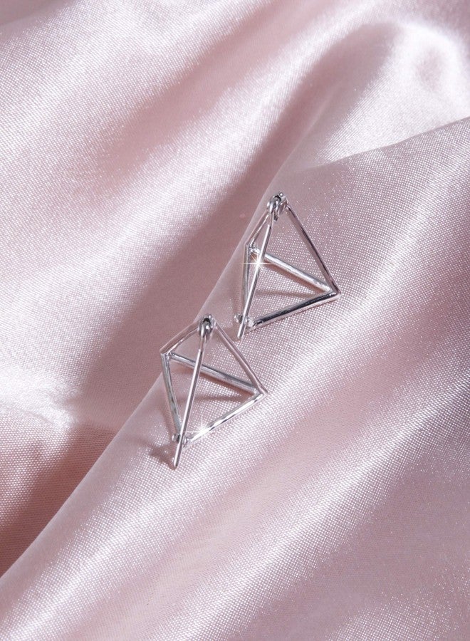 Helen de Lete Simple Geometric Triangle Sterling Silver Stud Earrings for Women - Image 3