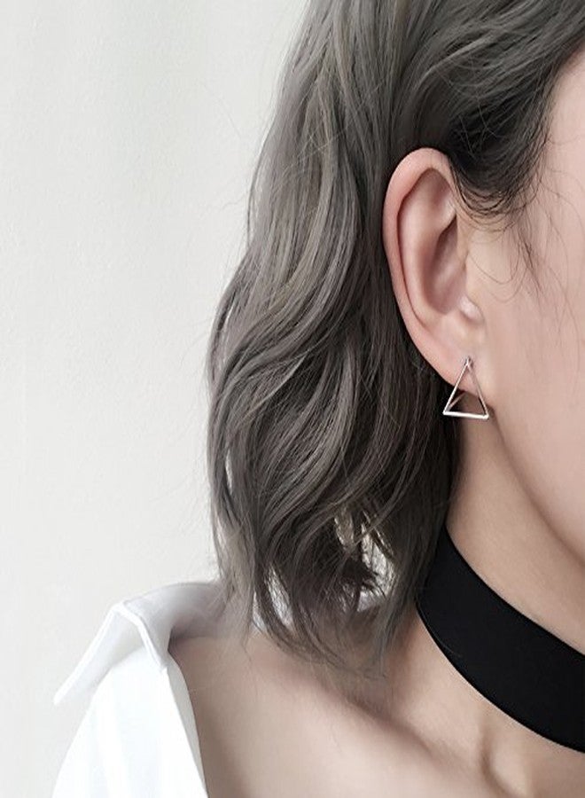 Helen de Lete Simple Geometric Triangle Sterling Silver Stud Earrings for Women - Image 2