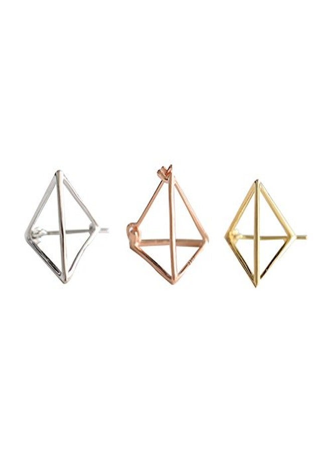 Helen de Lete Simple Geometric Triangle Sterling Silver Stud Earrings for Women - Image 5