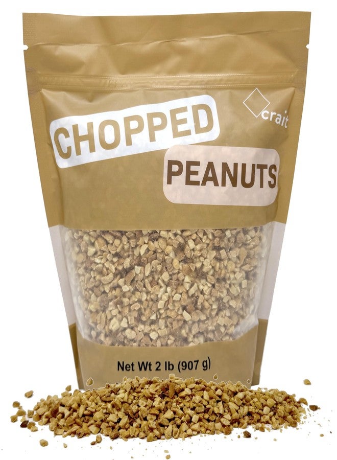 crait Chopped Peanuts - Crushed Peanuts, Unsalted Roasted Peanuts, Chopped Nuts for Ice Cream, Dessert Toppings, Bulk 2 Pounds Resealable Bag - Image 1