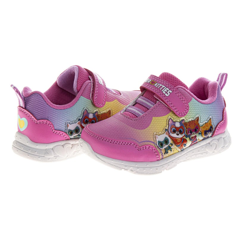 Josmo Super Kitties Sneakers LED Lightup - Bitsy Buddy Sparks Ginny Kitty Shoe - Lightweight Breathable Athletic Shoes for Girls - Pink Multi (Size 6 Toddler) - Image 4