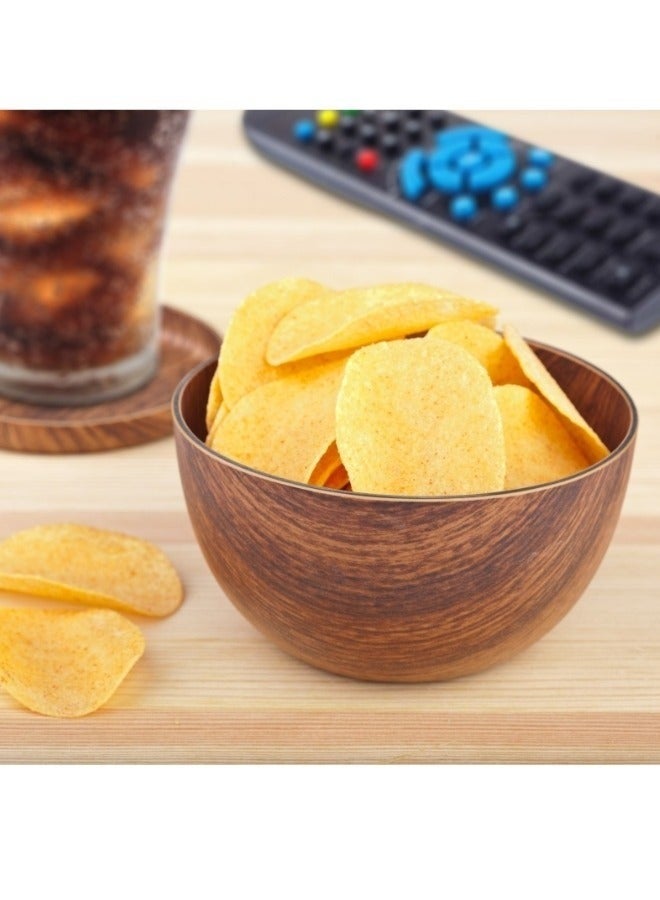 إيفيلين وعاء تقديم مدوّر من إيفلين مقاس 12 سم – وعاء بلاستيك آمن للطعام بتصميم يشبه الخشب لتقديم الفواكه والأرز والسلطات والوجبات الخفيفة والأطباق الجانبية – مقاوم للكسر والخدش وسهل الإمساك والتنظيف – عملي للتقديم اليومي والحفلات والنزهات والتخييم والمكتب والمطاعم - Image 2