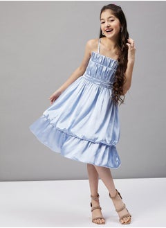 Stylo Bug Solid Strappy Layered A-Line Dress by Styli  - Image 2