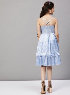 Stylo Bug Solid Strappy Layered A-Line Dress by Styli  - Image 5
