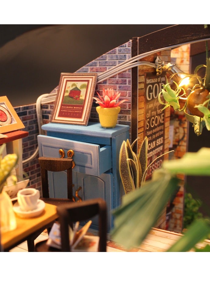Wooden Miniature House Craft - Creative DIY Coffee House Model Kit- Best Birthday Gift for Boys and Girls - Image 2