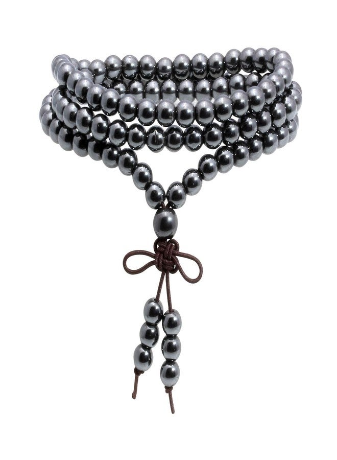 MILAKOO 6mm Hematite Bead Bracelet 108 Beaded Meditation Wristband for Women Men Spirit Bangle - Image 1